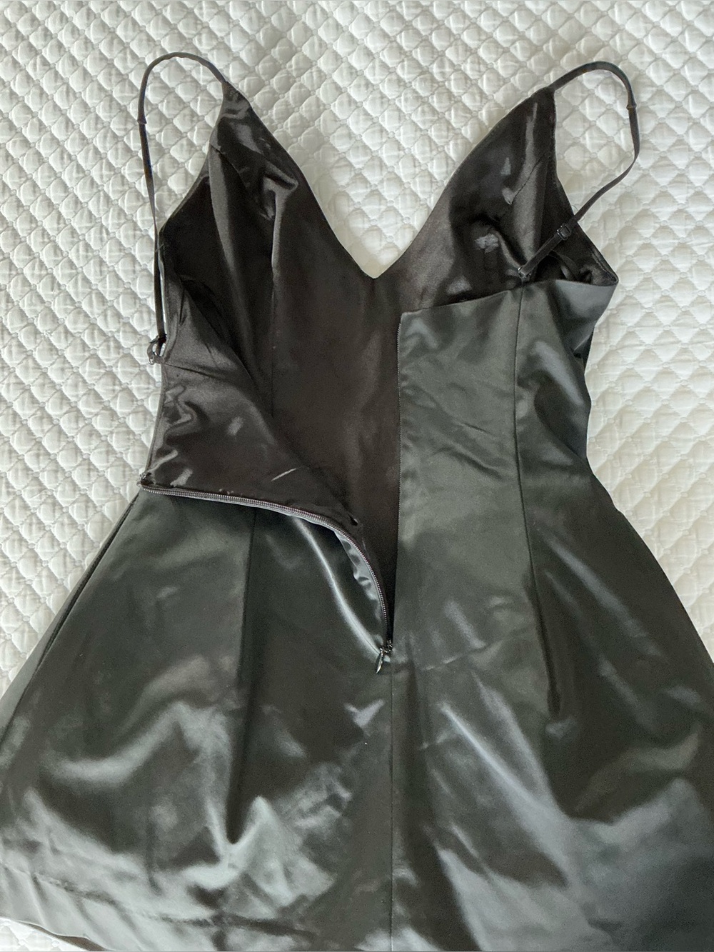 bebe Black Satin V-Neck Cocktail Mini Dress 6 - Picture 10 of 15